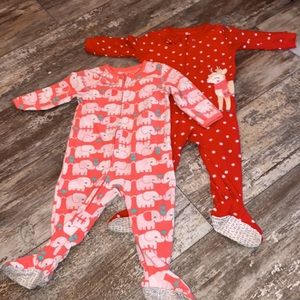 2- girl 12mo zip up pajamas